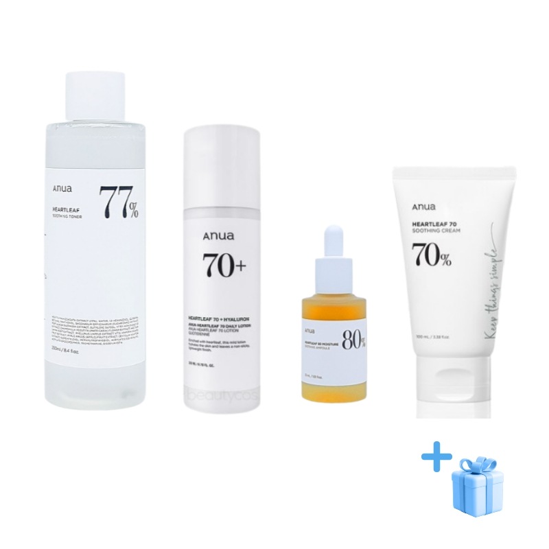 [ドクダミ4種セット]77% 鎮静 トナー 500ml +70 デイリーローション 200ml +80% 水分鎮静アンプル 30ml +70% スージングクリーム 100ml