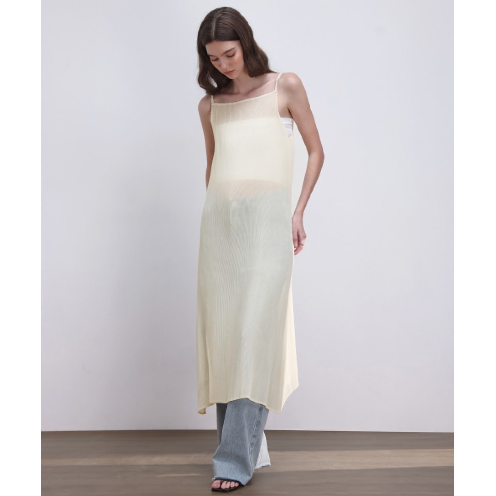 プリーツムードシアープリーツレイヤードドレス