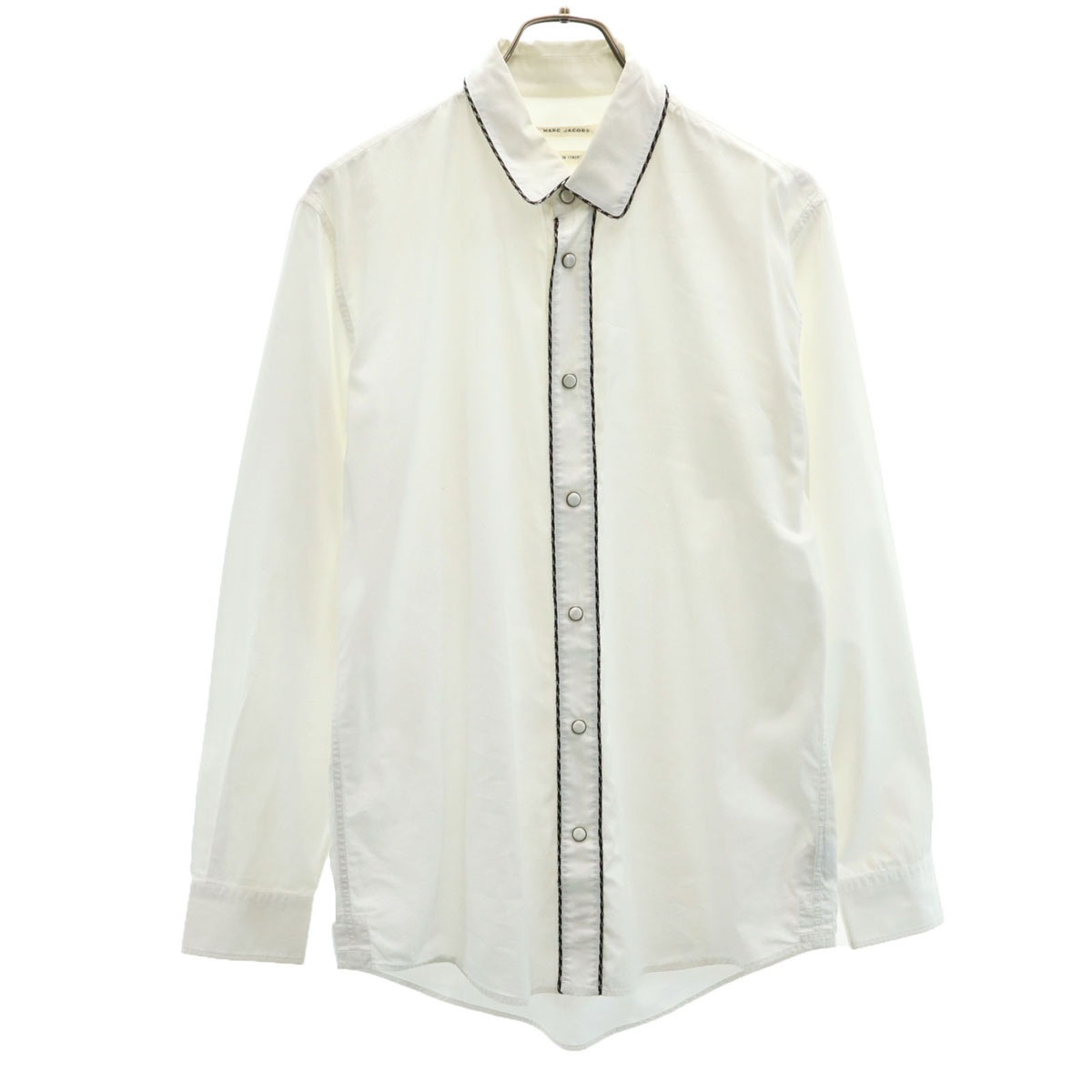 2013年 イタリア製 長袖 コットンシャツ 46 ホワイト メンズ 古着