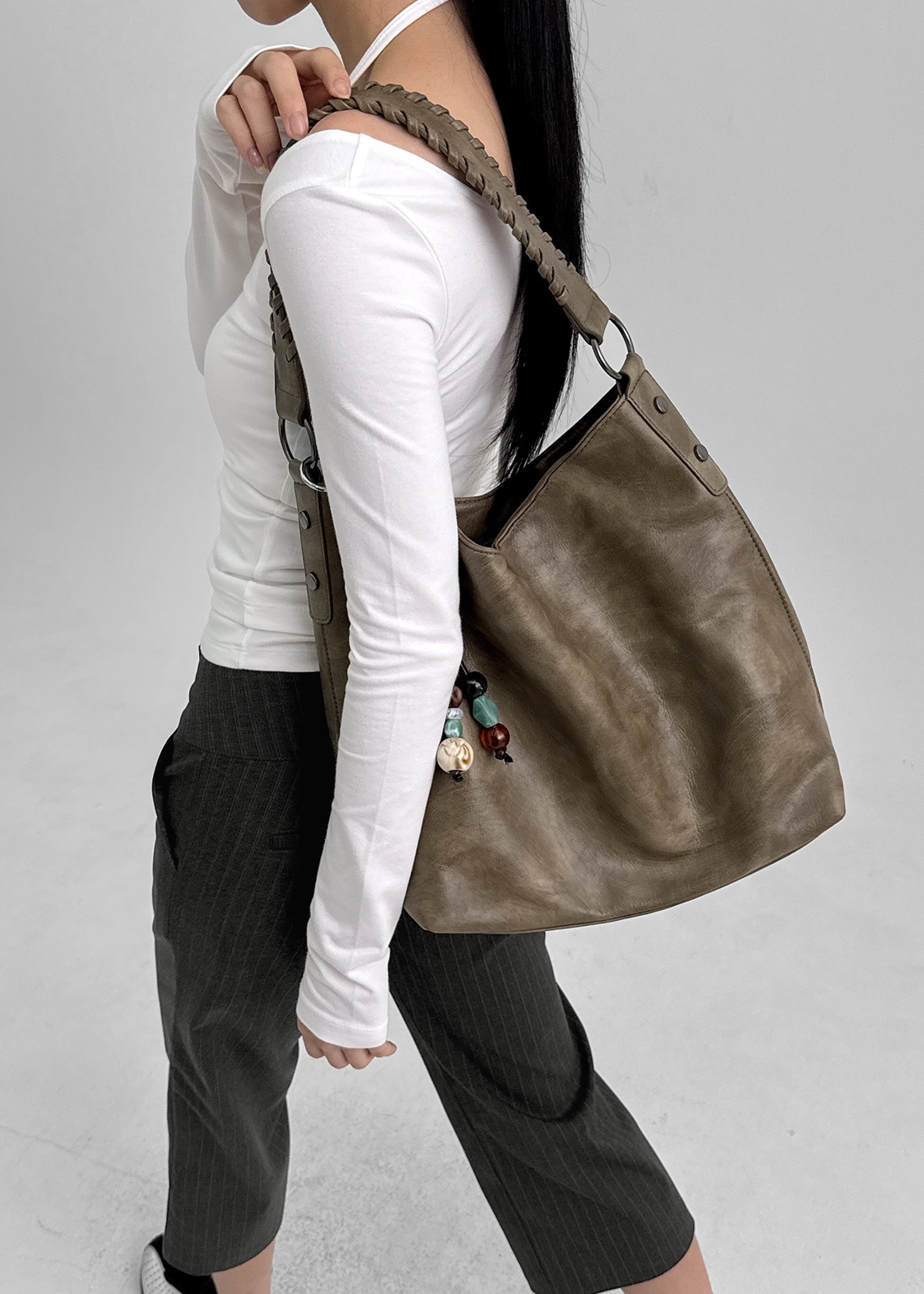 Gentooヴィンテージレザーキーリングショルダーバッグ