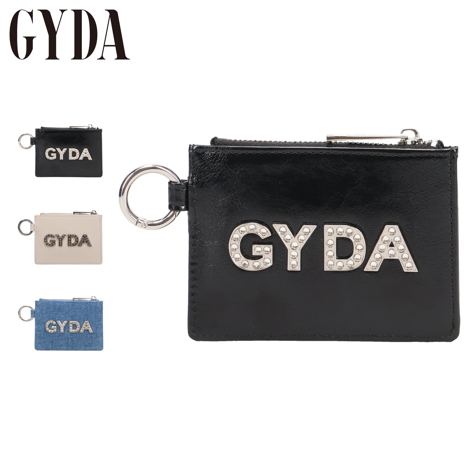 財布 コインケース 小銭入れ カードケース レディース かわいい ラインストーンロゴ GY-W292