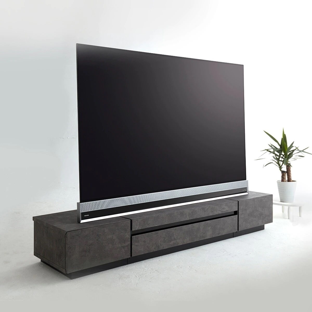 テレビ台 ローボード 石目調 モダンデザイン 86V型対応 約幅208cm テレビボード TV台 TVボード テレビラック AVボード テレビ 引き出し 収納 TVラック リビング収納 59,400円