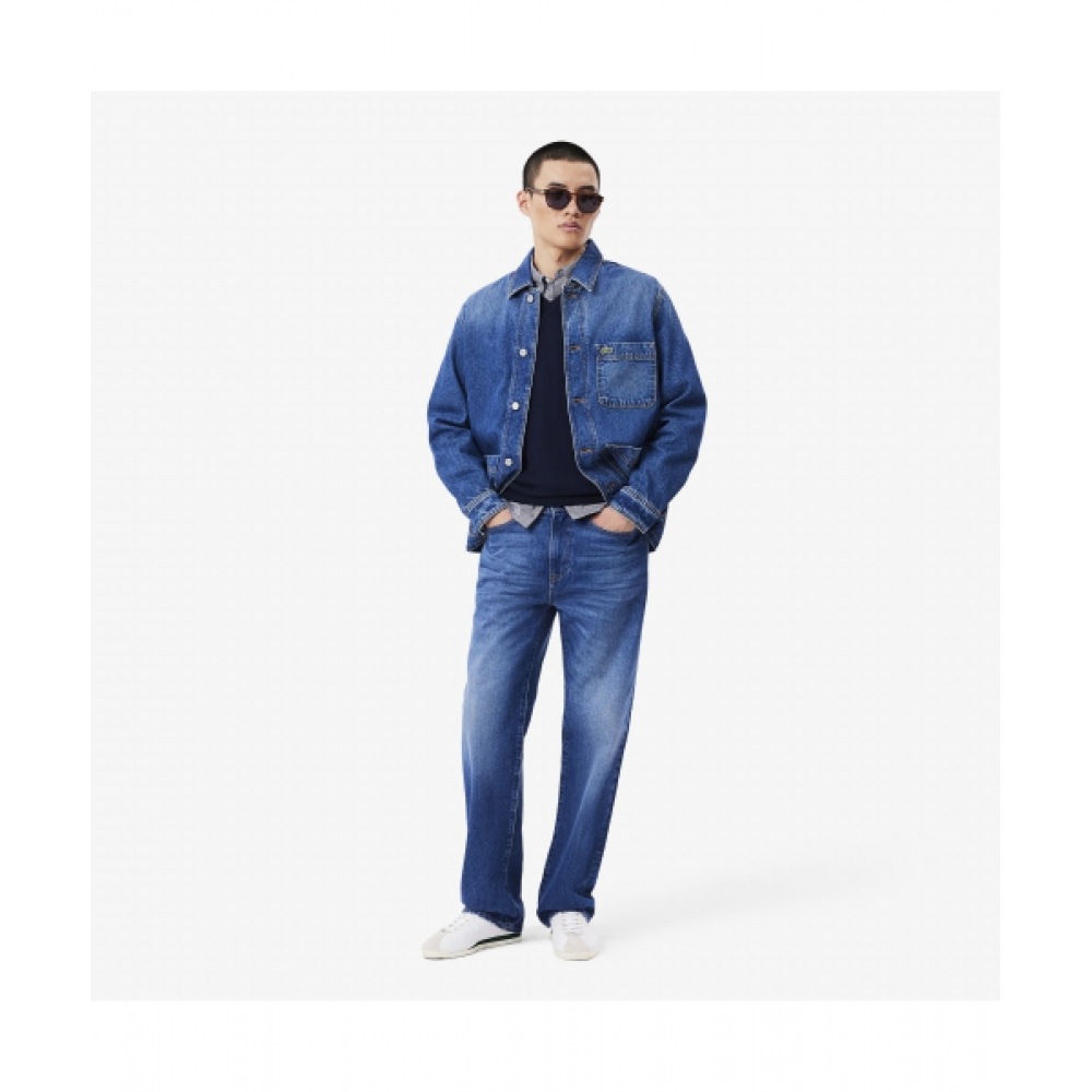 LACOSTE メンズストレートフィットデニムパンツ [ミディアムブルー]