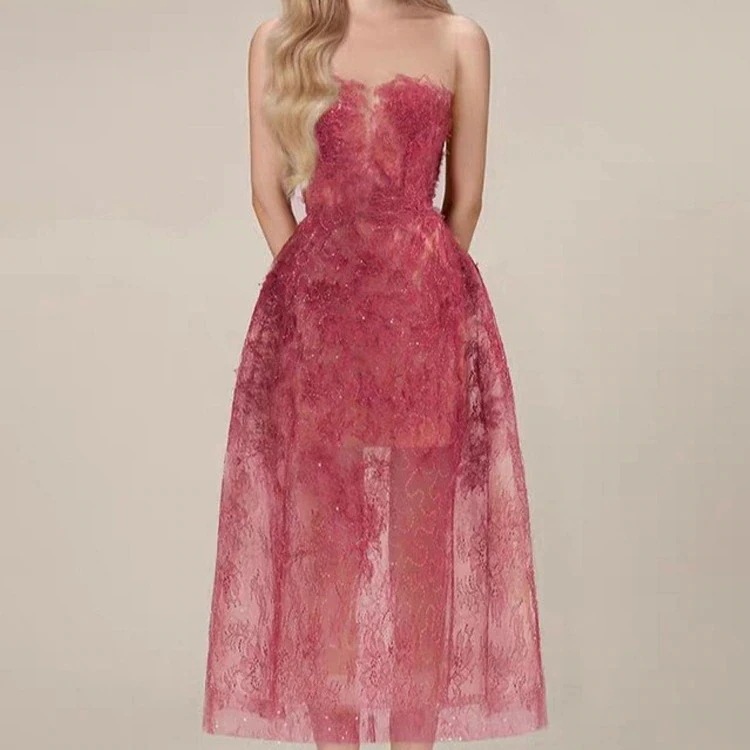 母の日パーティードレス 2025 新しいスタイル セクシー レース ドレス