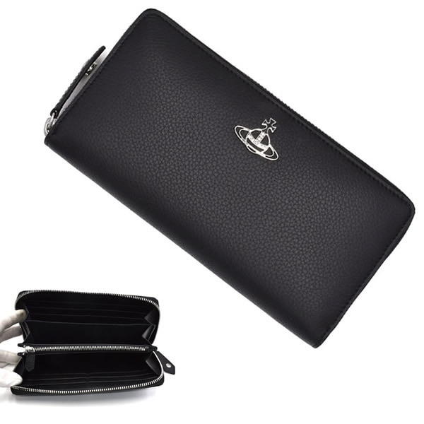 ラウンドファスナー長財布 51050022-L001J-N401 GRAIN LEATHER ZIP ROUND WALLET ブラック