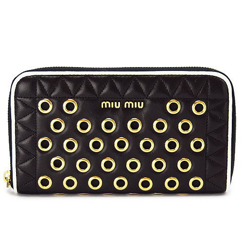 ミュウミュウ 長財布 レディース 5M0506 2BAE F0002 財布 ラウンドファスナー ナッパ ヴェレ レザー ブラック 黒 MIUMIU NAPPA VELE NERO Gなし