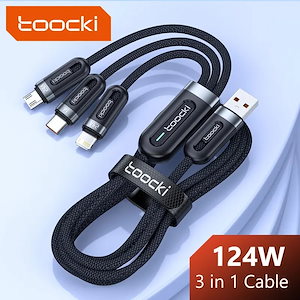 Toocki-USB Type-C急速充電ケーブル,マイクロUSBコネクタ,タイプC,携帯電話ケーブル,iPhone x,Xiaomi,oneplus,reme,poco,6a,3in 1