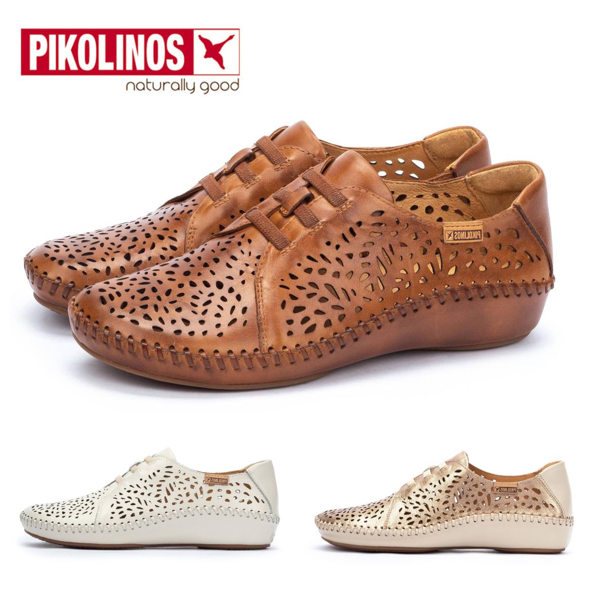 ピコリノス PIKOLINOS レディース レザー シューズ スリッポン パンチング PK-588 本革 ゴム紐 P.VALLARTA 655-4783 588 スペイン
