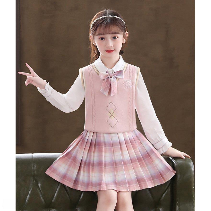 卒業式 入学式 発表会 結婚式 誕生日 キッズ 子供スーツ ミニスカート ベスト シャツ 上下セット 可愛い スーツ フォーマル キッズ 女の子 スーツ 【Primepic】【急速出荷】子供服