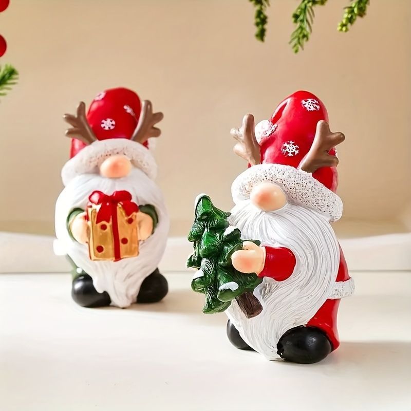 クリスマスオブジェ 置物 サンタクロース サンタさん クリスマス プレゼントを持っているサンタ ツリーを持っているサンタ 2種類 冬 インテリア 可愛い インテリア雑貨 室内 寝室 玄関 樹脂 庭 ガ