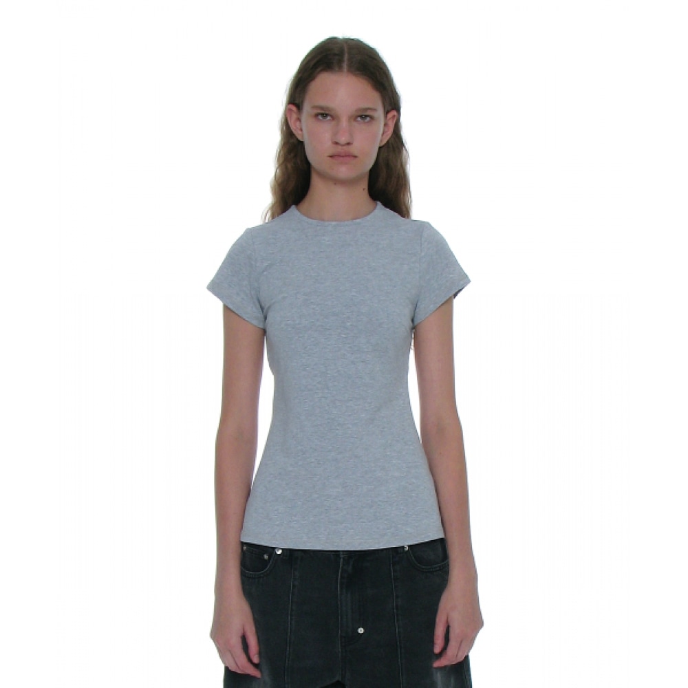 PARTIMENTO レディースミニマルバックボタンアップミディアムレングストップ_メランジ