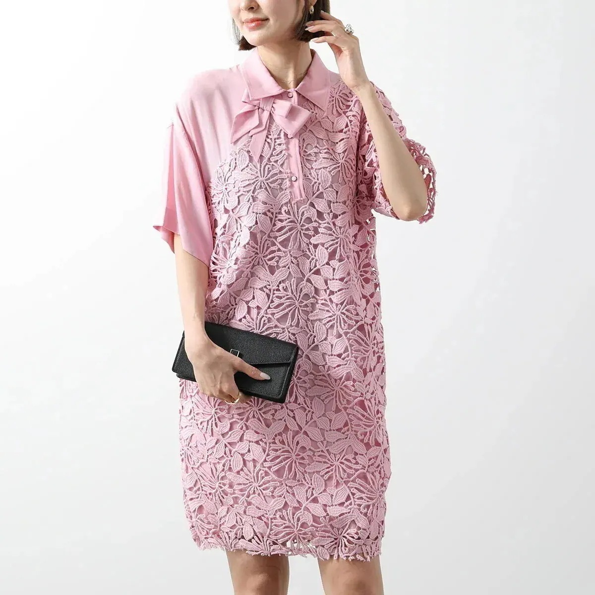 N21 ヌメロヴェントゥーノ ワンピース H021 5262 レディース レース 刺繍 半袖 リボン 膝上丈 チュニック 4504 【mega】