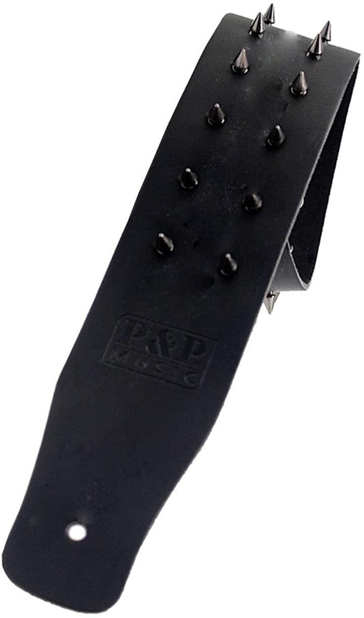 ラクエスト スタッズ レザー ギター ストラップ 革 アコースティック エレキ ベース ロック メタル V系( スパイクナットW)