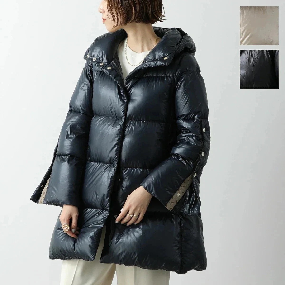 HERNO ヘルノ ダウンコート PI001782D 12017Z レディース ナイロン ハイネック フード付き 撥水加工 軽量 カラー3色 PI001782D