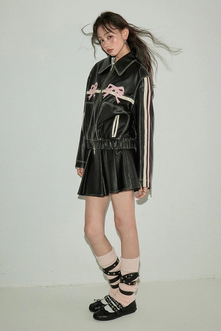 2025 秋冬 甘くてかっこいい 長袖 韓国ジャケット かわいい ショート アウター ブラック 羽織り春レディースレトロ合成 バイカラーカジュアル 女っぽ きれいめ ファッション 色っぽ 大人フェイ