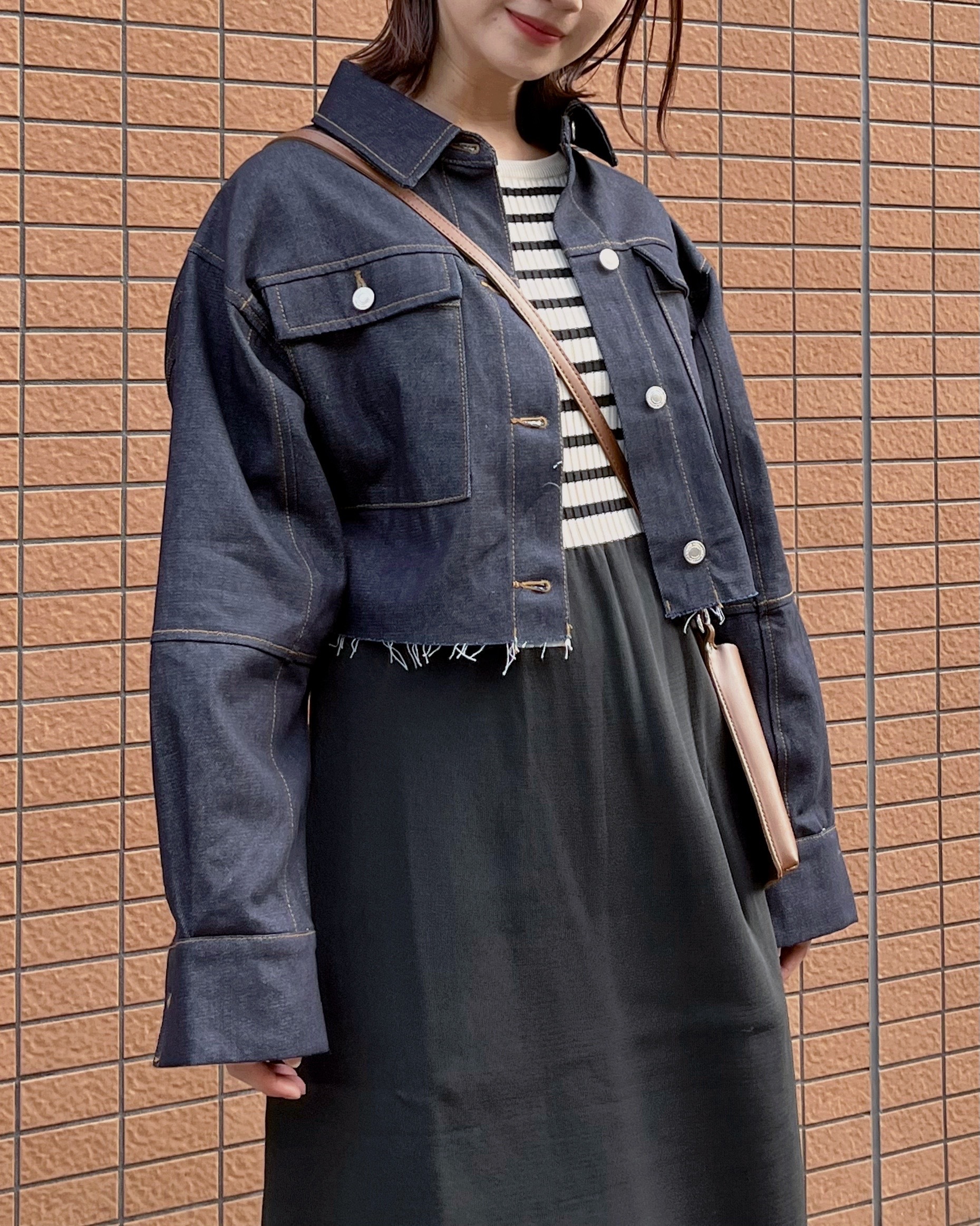 ハイウエストダメージワイドデニムパンツ