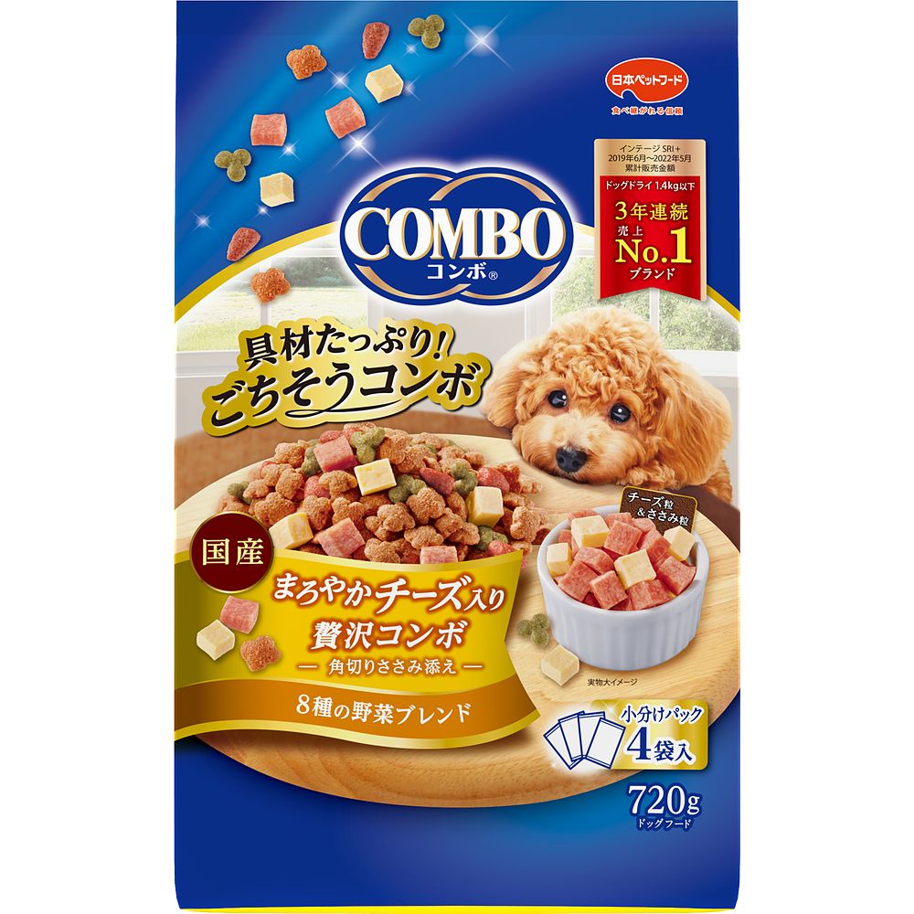 （まとめ買い）日本ペットフード コンボ まろやかチーズ入り贅沢コンボ 720g 犬用フード [x5]