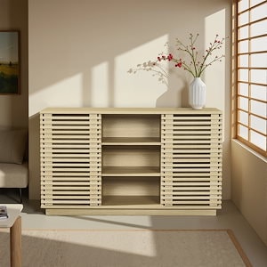 【国内即発送/無料配達】.【新作】オーク色のリビング収納キャビネットサイドボード収納キャビネット大容量収納キャビネットスライドドア-1708