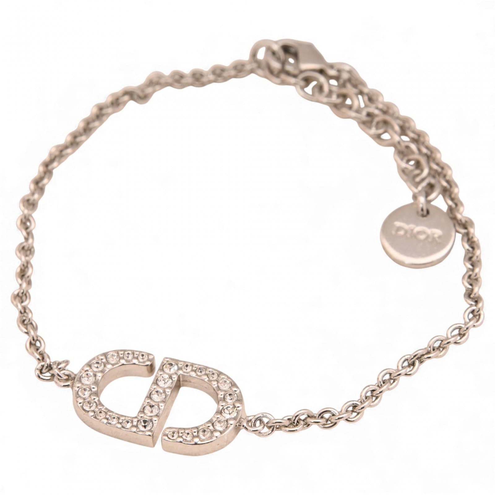 ディオール プチCD ブレスレット ラインストーン シルバー Aランク di6516bf