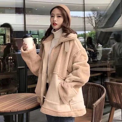 ２点で13o円OFF！【激安SALE】カジュ 韓国風 フリースジャケット アウター パーカー レディース ボアジャケット ボア ブルゾン