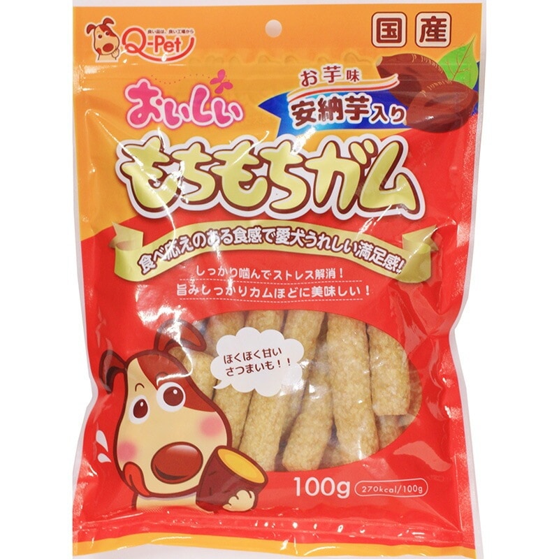 （まとめ買い）おいしいもちもちガム お芋味 安納芋入り 100g 犬用おやつ [x15]
