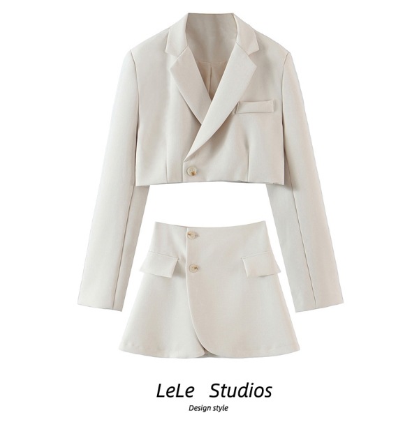 セットアップ ジャケット ミニスカート ショート丈 ノッチドラペル デザイン ボタン タック ニュアンス 前開き 2点セット ツーピース お得 2点セット カラバリ リメイク風 スタイルアップ