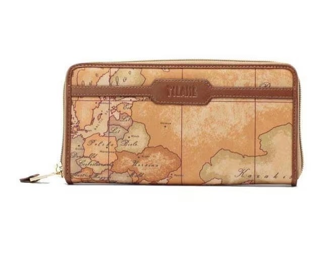 PRIMA CLASSE PL03-S578 プリマクラッセ ラウンドファスナー長財布 ベージュ/キャメル/ゴールド /取寄品/裁断箇所により地図柄が異なります