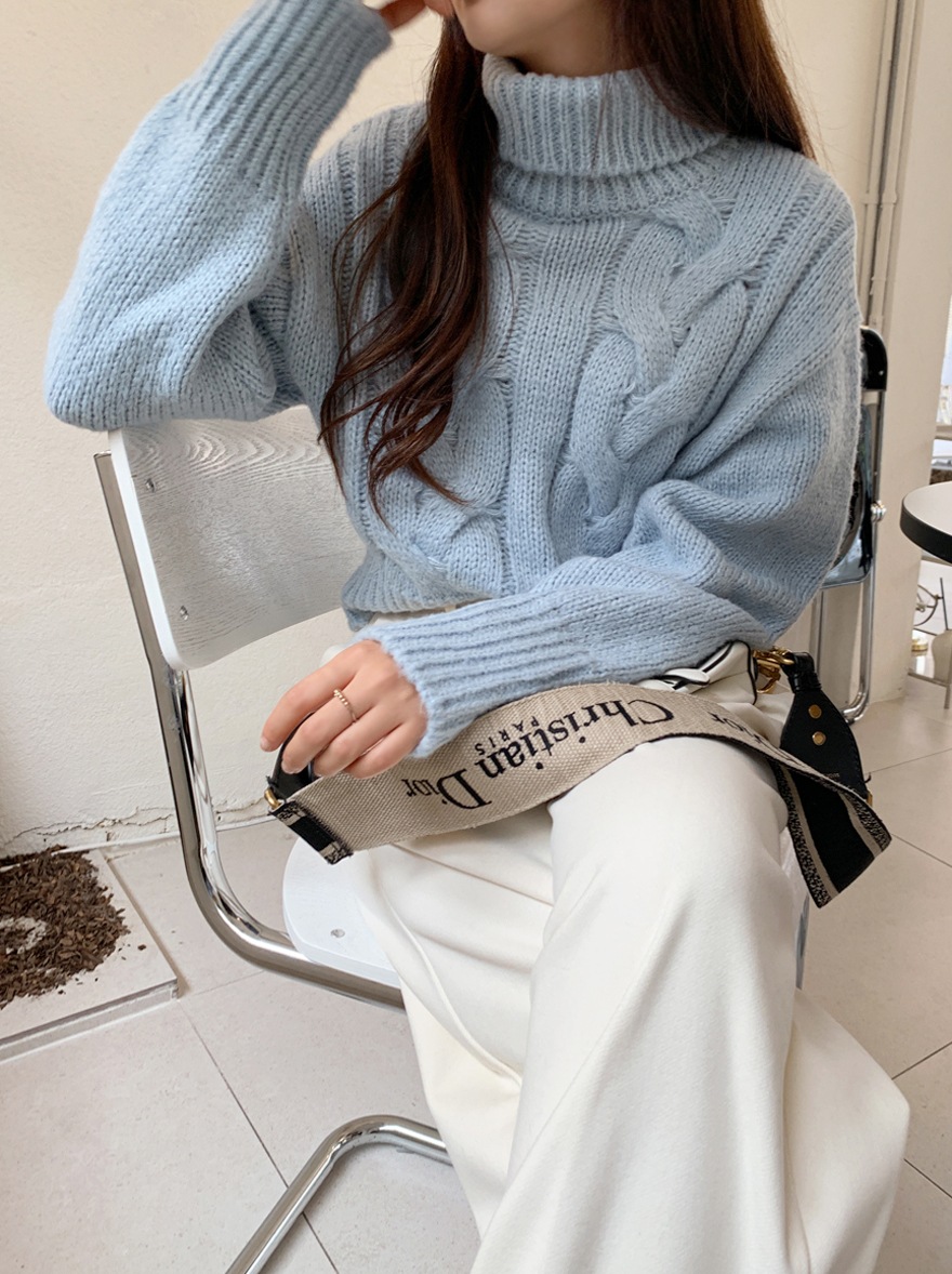 [miamasvin] イーエヌ ケーブル タートルネック ニットTシャツ