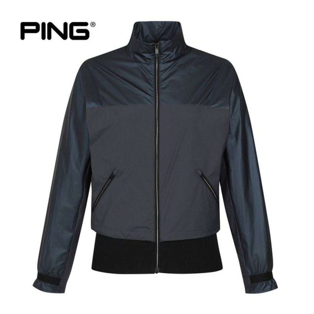 (Ping) 女性用切開素材ミックスジップアップジャンパー