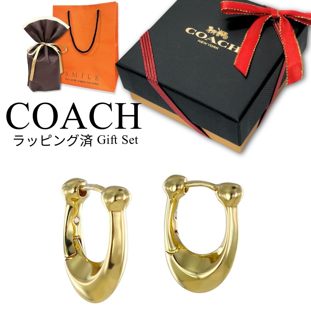 ラッピング済 ギフトセット コーチ ピアス レディース ブランド フープピアス Cロゴ ゴールド 上品 高級感 大人 女性 プレゼント ギフト おしゃれ シンプル 妻 彼女 結婚式 結婚記念日 記念日