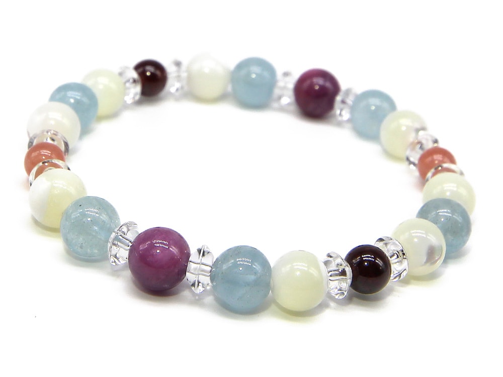 恋愛運 パワーストーン ブレスレット レディース 天然石 数珠 アクセサリー レディースブレスレット パワーストーンブレスレット 天然石ブレスレット 女性用 アクアマリン ルビー インカローズ ガーネ