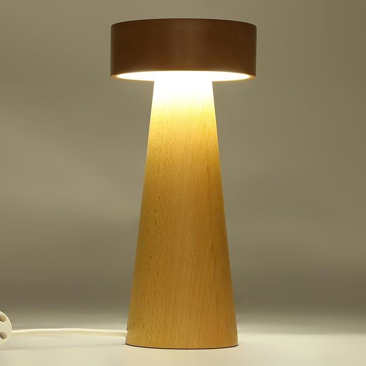 ドイツ産天然木 木製 ブナ 間接照明 ベッドサイドランプ テーブルランプ 卓上ライト ナイトライト 授乳ライト LED 調光 調色 USB給電式 灯台シリーズ L1517CM(木目)