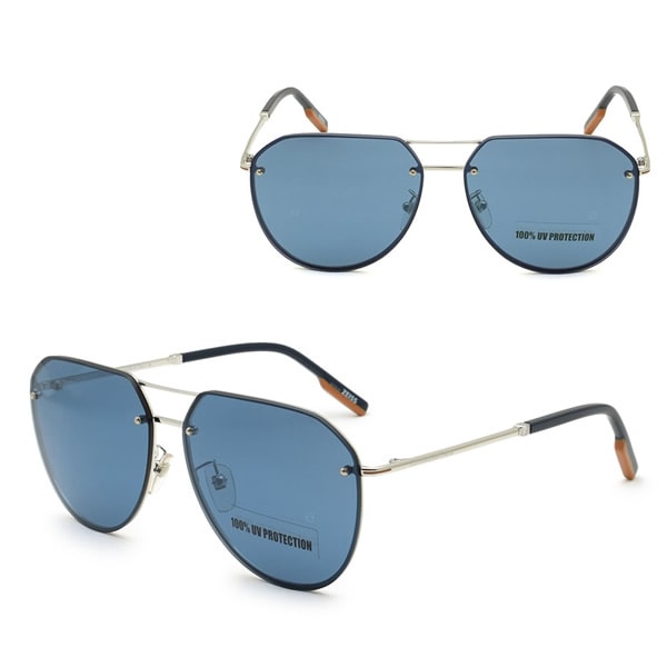サングラス EZ0179-D/S 16X 63 Ermenegildo Zegna サングラス ノーズパッド UVカット シルバー ブルー