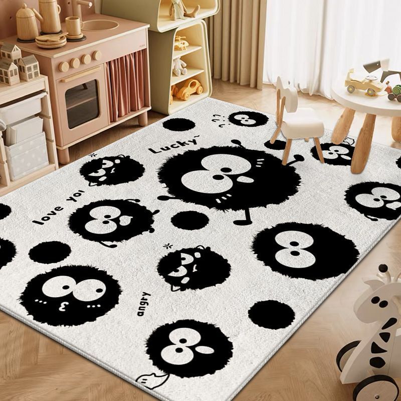 漫画リビングルームフルカーペットブラック練炭模造カシミヤ寝室ベッドサイド冷却ブランケット家庭用大面積滑り止めカーペット