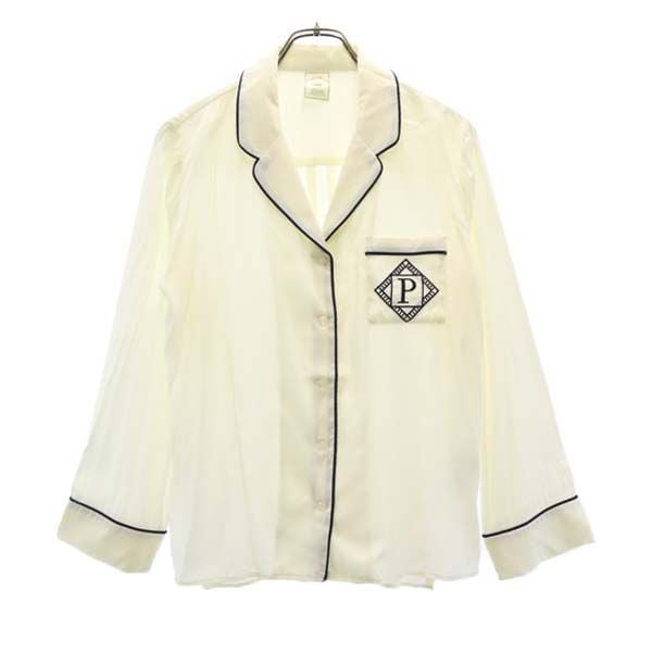 未使用 長袖 ルームウェア F オフホワイト パジャマ ブロードパイピングシャツ ジェラピケ レディース 古着 5,511円