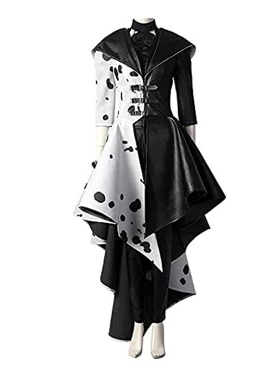 【即納】実物撮影黑白魔女 クルエラ・ド・ヴィル ワンピース コスプレ衣装