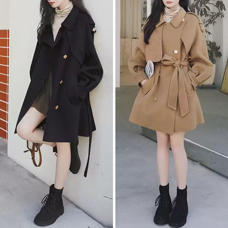 ウエストベルト ミディ丈トレンチコート 2色 レディース アウター Aライン きれいめ おしゃれ エレガント 無地 秋 冬 二次会 通勤 デート お出かけ ショッピング カフェ 暖かい S M L