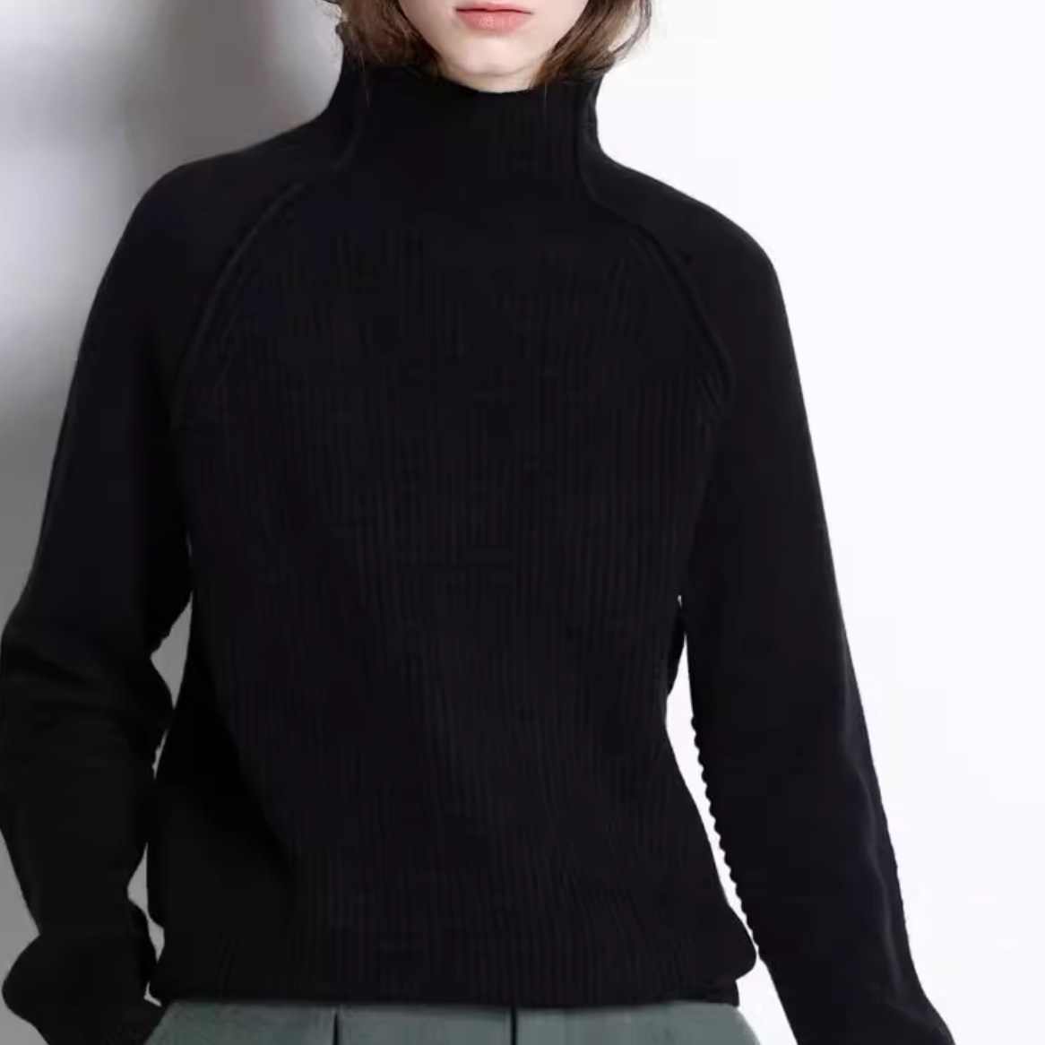 トップス ニット レディース セーター 長袖 ボリューム袖 ハイネック タートルネック かわいい 大人可愛い きれいめ シンプル カジュアル おしゃれ かっこいい ラフ クール モード系 エレガント