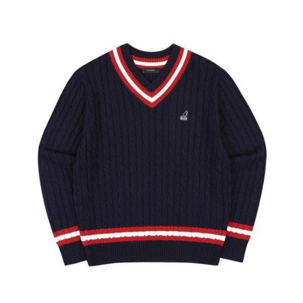 長袖Tシャツ CQK KPFC-KN18640NV プレッピーVネックケーブルセーター1864ネイビー