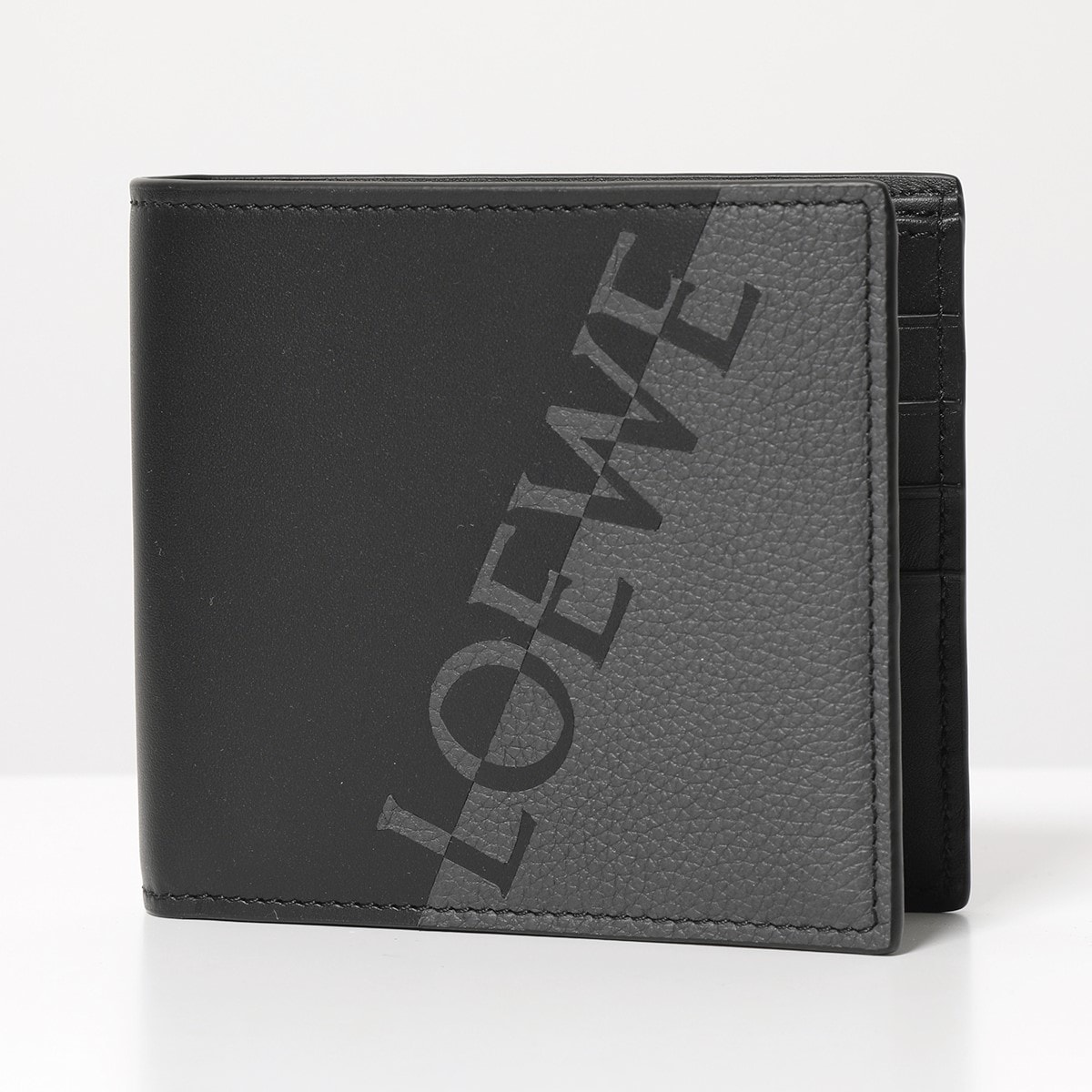 LOEWE ロエベ 二つ折り財布 C314302X01 メンズ レザー 切替 ロゴ スモール ミニ財布 小銭入れなし 1268/ANTHRACI