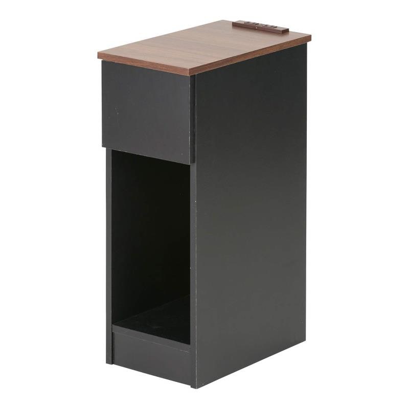 武田コーポレーション 20×35×55cm 収納・ラック・ナイトテーブル ヴィンテージ調サイドテーブル スリム(引き出し) WAL/BK H0-VSSH20WAL