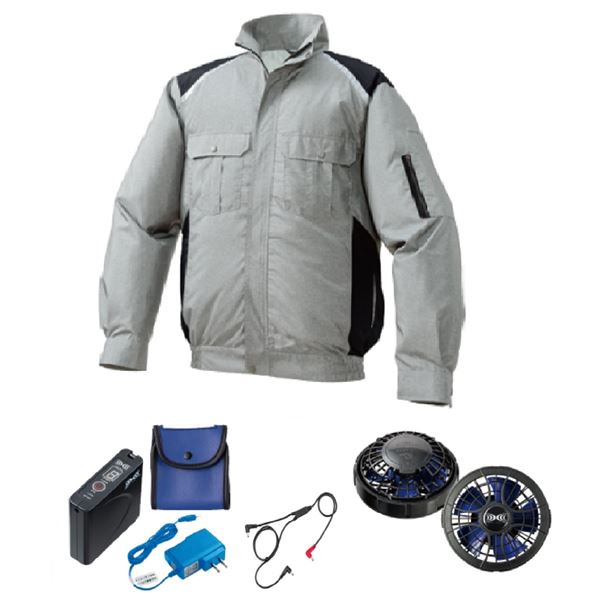 KU91820空調服 ポリ製 立襟 FAN2400SPBB/LISUPER1 シルバーxブラックLL