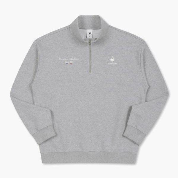 長袖Tシャツ NQJ QP323TFS92-MGR ハーフジップ スウェットシャツ (MGR)H. GREY