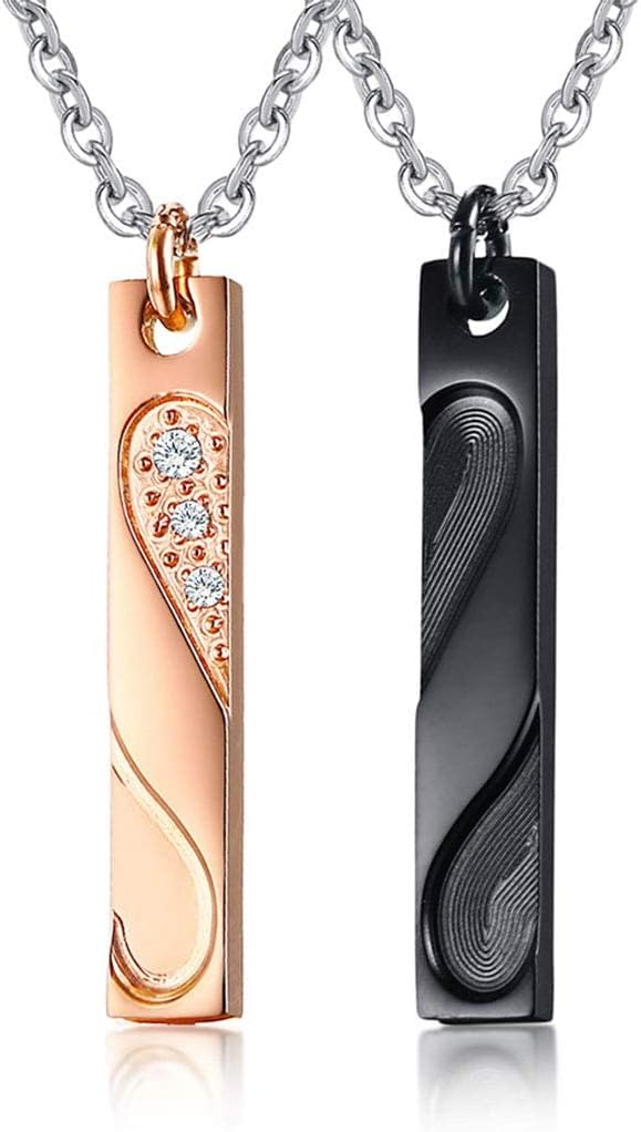 ネックレス ペア 人気 ハート 黒＆ピンク 可愛い 男女ペア 合わせるとハート おそろい 恋人 プレゼント 4,741円