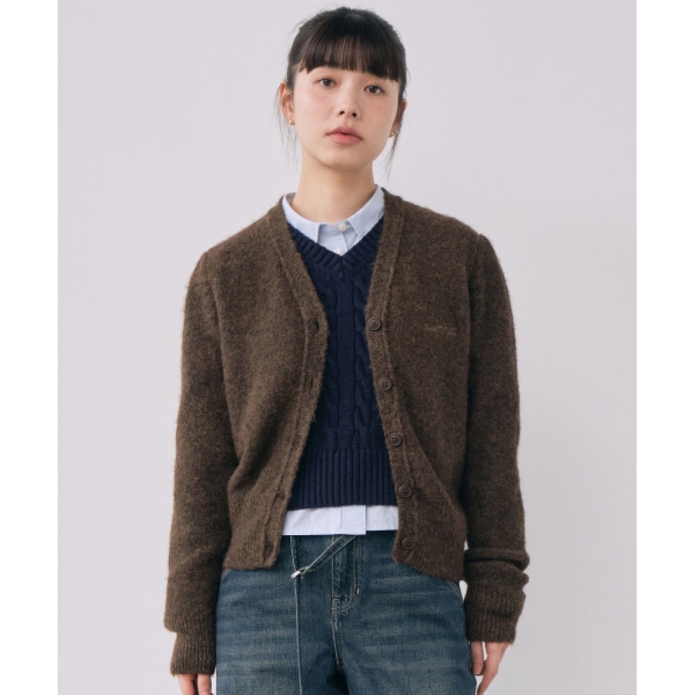 カバーナットウーマンヘアリーカーディガンブラウン