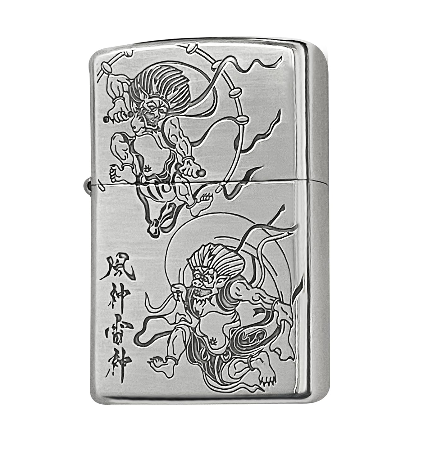 ZIPPO （ジッポー）和柄 風神雷神 日本 アンテーク (シルバー)