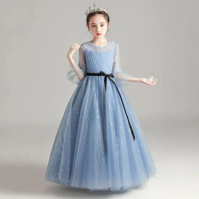 子供ドレス 七五三 女の子 長袖 こども 発表会 ドレス ロング ブルー 結婚式 子供ワンピース 演奏会 スジュニア ドレス フォーマル ガールズ 子供服 入園 大きいサイズ タキシード 結