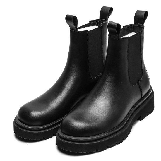 【取寄：納期2週間】ショートブーツ レディース サイドゴアブーツ 靴 シューズ ブーツ 黒 ブラック ラウンドトゥ ローヒール レザー カジュアル お出掛け おしゃれ 厚底 シンプル 無地