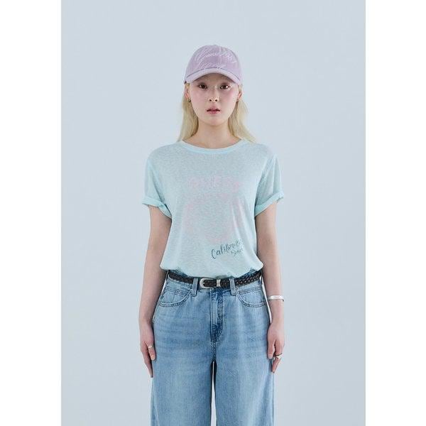 YQ2K1440 女性 貝殻プリント 半袖Tシャツ