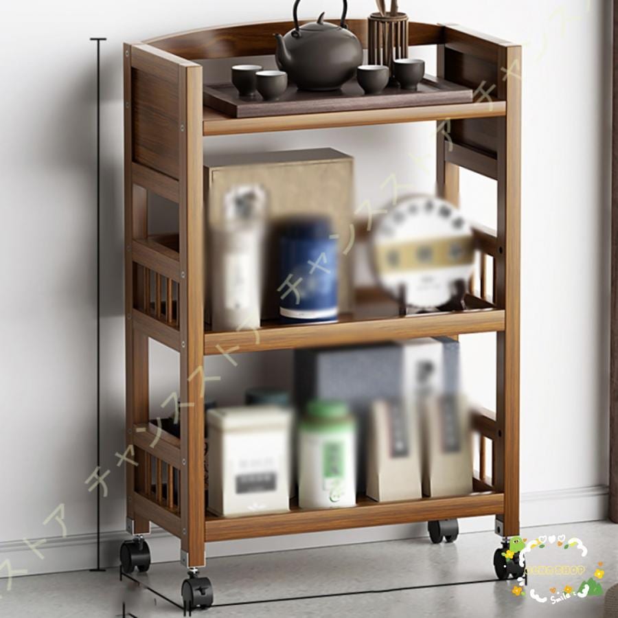 キッチンワゴン キャスター付き キッチンカウンター 3段 木目調 棚 キッチンワゴン 収納カート 収納棚 おしゃれ 調味料ラック すきま収納 お茶 木製 取っ手 5,507円
